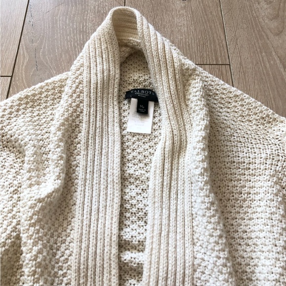 Talbots Waterfall Wool Cotton Blend Cardigan in Cream Size MP - Picture 5 of 12